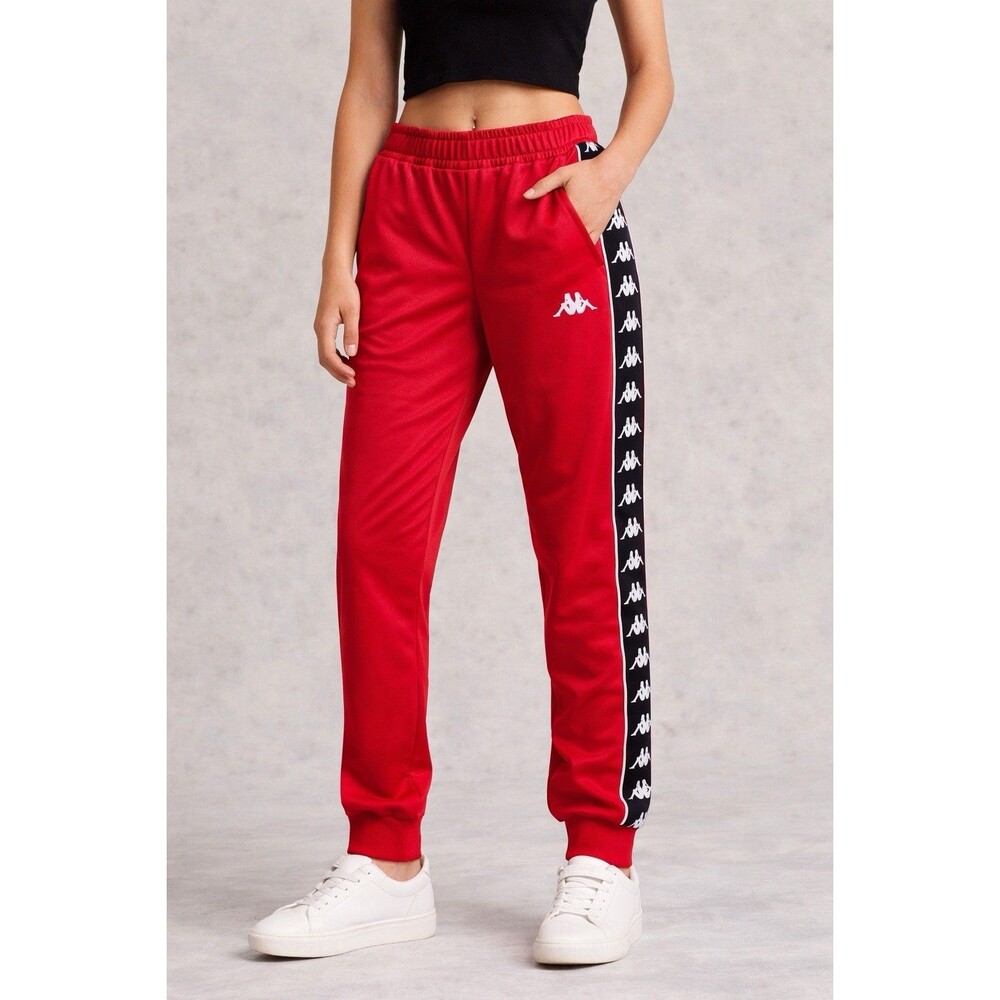Kappa Track Pants Womens XSmall Red Elastic Waist Low-Rise Performance Pull On